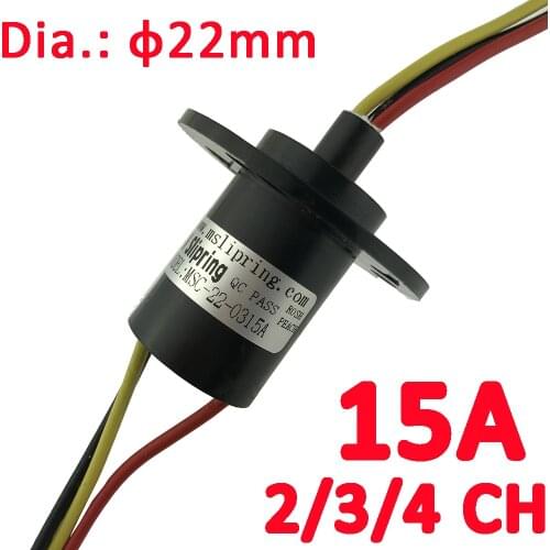 Diameter 22mm 15A 2/3/4 ChannelsRotate Dining Table Slip Ring Electric Collector Rings Slip Ring Rotary Joint