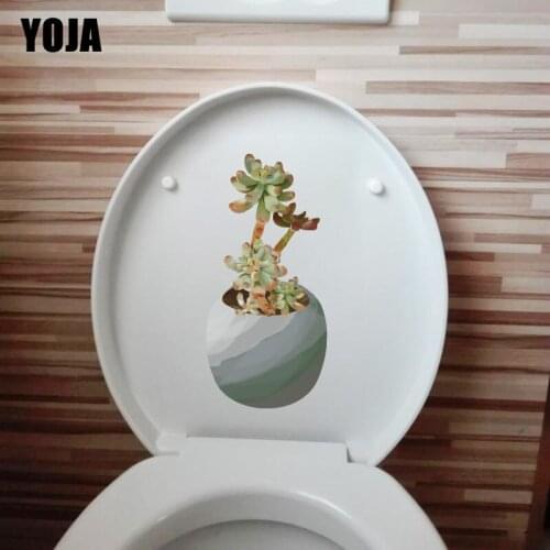 YOJA 11*23.2CM Fresh Succulent Potted Plants WC Toilet Sticker Cartoon Bedroom Wall Decor Decal T1-1069