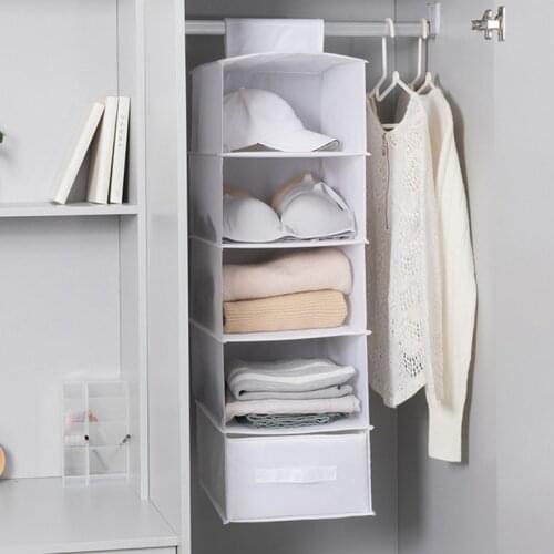 1/3/5-Shelf Hanging Closet Organizer Oxford Cloth Foldable Underwear Storage Rack Clothes Handbag Wardrobe Accessories
