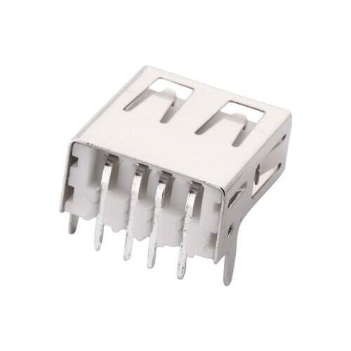 10pcs/lot USB 2.0 4Pin A Type Female Socket Connector 90-degree Straight Foot Pin Flat Mouth for Data Transmission Charging
