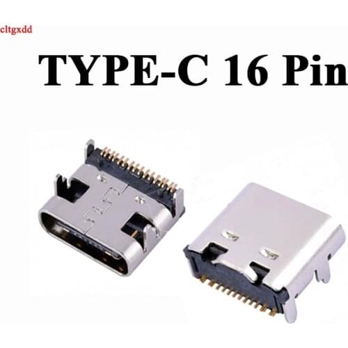 10PCS Micro USB JACK 3.1 Type-C 16pin DIP4 female connector for keyboard smartphones 16P HD transmission interface charging plug