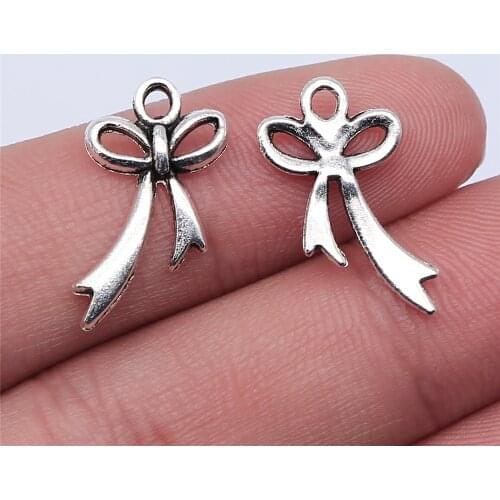 20pcs 20x11mm Antique Silver Plated Bowknot Charm Pendant For Jewelry Making DIY Jewelry Findings