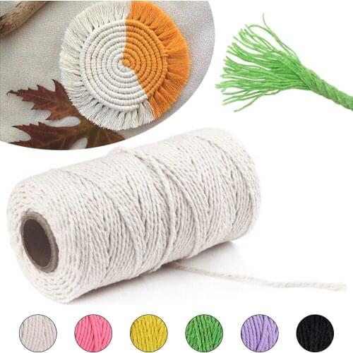 200m 3mm Cotton Cord Macrame Rope Twisted String Cotton Cord For Handmade Natural Rope DIY Home Wedding Accessories Gift