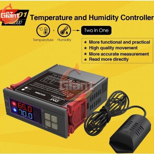 5pcs Dual LED Display SHT2000 Digital Temperature Humidity Controller Thermometer Hygrometer Control AC 110V 220V Thermostat