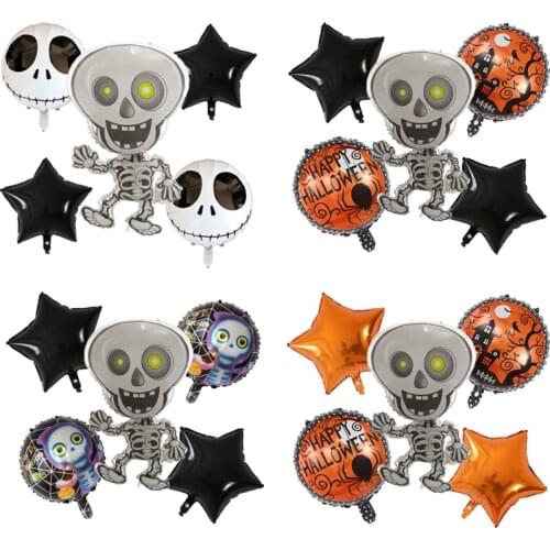 5Pieces Dancing Skeletons Foil Balloons Skull Helium pumpkin Inflatable Toys Globos Halloween Decorations Event Party Supplies