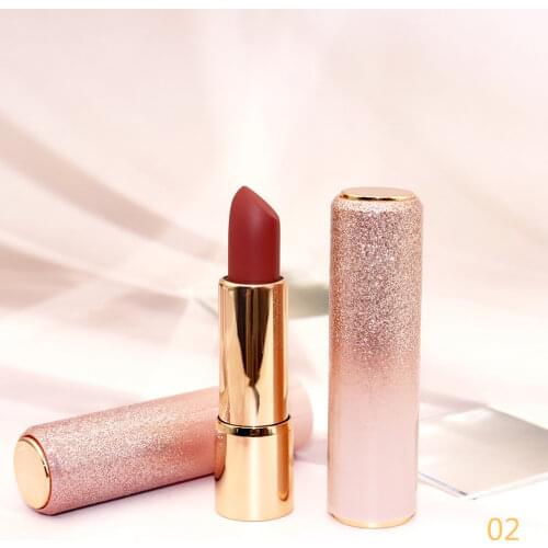 8-color Matte Moisturizing Lipstick Private Label Round Tube Gradient Glitter Non-sticky Cup Long Lasting Lip Balm