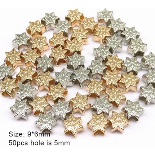 9*6mm 50/100pcs CCB Loose Beads Spacer Snowflake European Big Hole Bead Plastic Beads for Jewelry Making (not Metal)