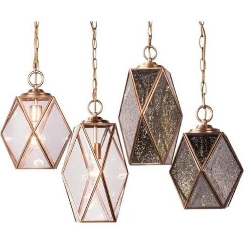 American Retro Glass Full Copper Single Head Chandelier Dining Room Bedroom Balcony Corridor Aisle Crown Lamp Bar Free Shipping