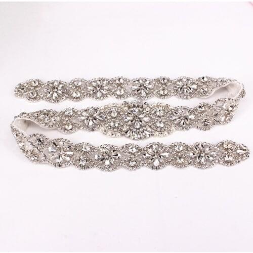 Sew On Bling Bridal Rhinestone Applique Motif Patch for Wedding Dresses DIY Belt Handmade Beaded Hot Fix Silver Crystal applique