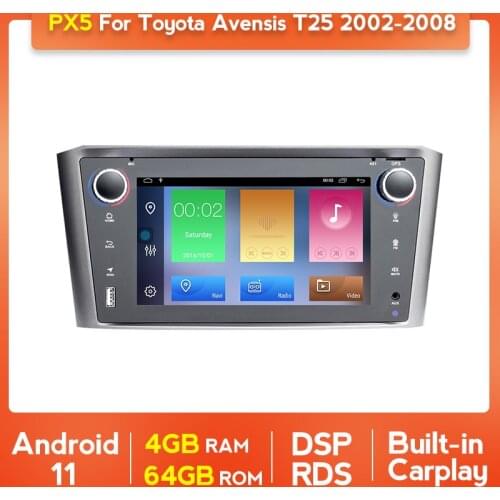 Px5 Car Radio 2din Android 11 TouchScreen For Toyota Avensis T25 2002-2008 Auto Carplay Audio Stereo Video Dvd Player SWC BT 4G