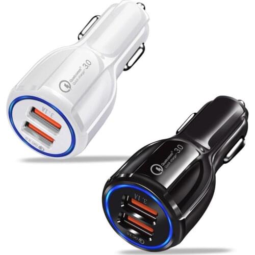 30W Car Charger Quick Charge 3.0 2.0 5V3.1A Universal Fast Charging Adapter Dual USB Car Charger For Tablet IPhone Xiaomi Huawei