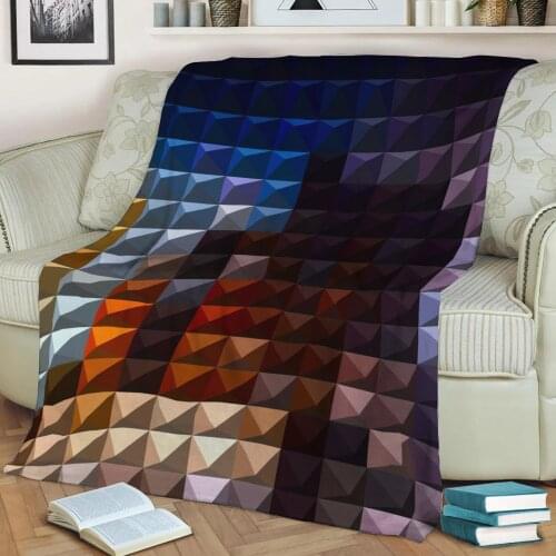 Abstract Geometric Pattern 3D Printed Velvet Plush Throw Fleece Blanket Bedspread Sherpa Blanket Home Decora