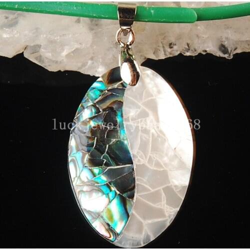 Free Shipping Women Fashion Jewelry 20x30mm New Zealand Ablone Shell Oval Pendant Bead 1Pcs C3591