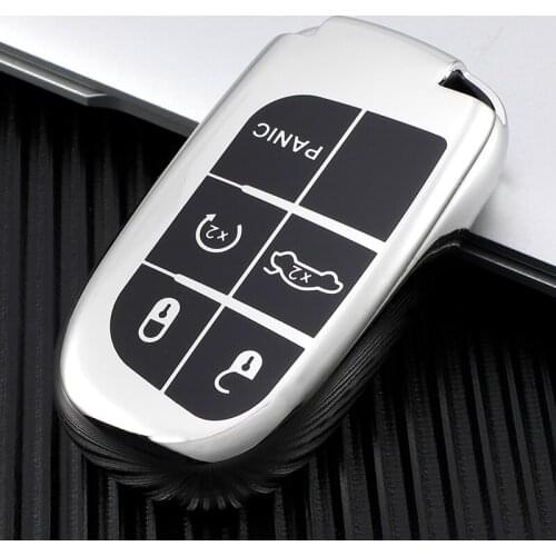 Genuine Grain TPU Car Smart Key Case Cover For Dodge Ram 1500 Journey Charger Dart Challenger Durango For Fiat Jeep Key Shell
