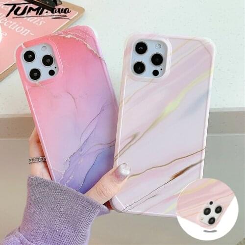 Thicken Marble Stone Texture Phone Case For iPhone 12 Mini 11 Pro Max X XR XS Max 7 8 Plus SE 2020 Hard IMD TPU Coque Cover