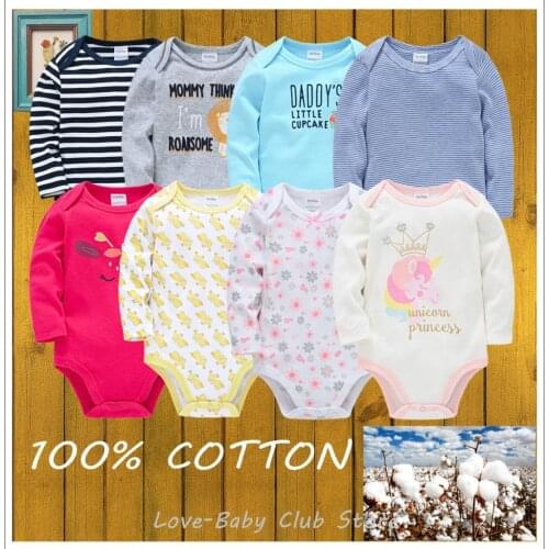 Baby Girls Boys Bodysuits 3 pcs/pack Sweatshirts One-Pieces Clothing Sets 100% Cotton with Cool Printing Roupa de Bebe