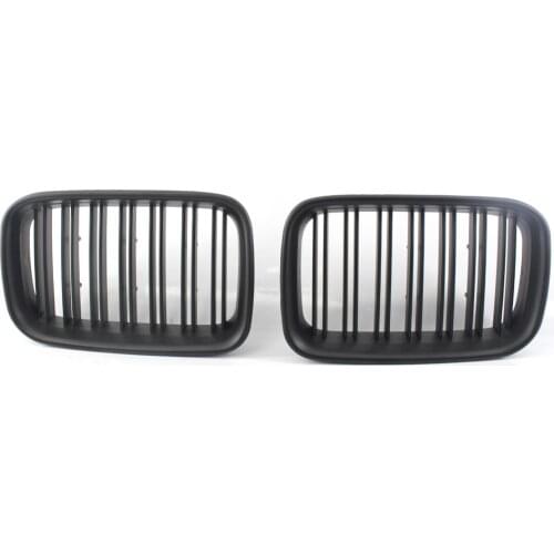 For BMW 3-Series E36 1992-1996 Matte Black Double Slat Front Racing Grille PAIR