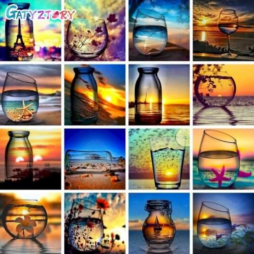 GATYZTORY 60x75cm Framed Glass Landscape Paint By Numbers For Adults Picture On Canvas Home Decor Coloring By Numbers