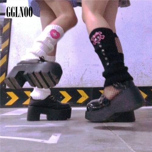 GGLNOO Harajuku Punk Black Sexy Lace Long Gloves Cosplay Women Lace Up Gothic Fingerless Mittens Chic Streetwear