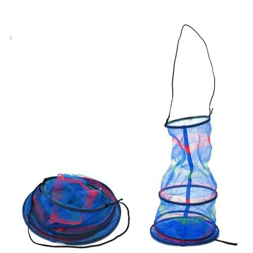 Hot Sale Portable Foldable Telescoping Quick-drying 3 Layers Nylon Mesh Fishing Net Cage Container with Drawstring Fishing Tool