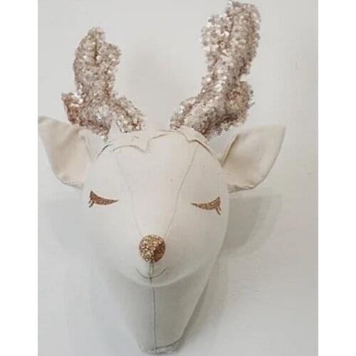 INS Nordic Christmas Unicorn Animals Head Wall Decor Wall Hangings Doll Plush Decoration Stuffed Animal Child Toys Xmas Gift