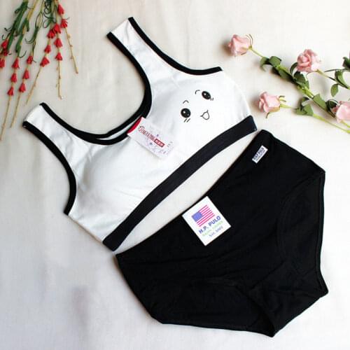 Soft Bra Teenage Underwear Bra Set Training Bras and Panties Puberty Students Bra Vest