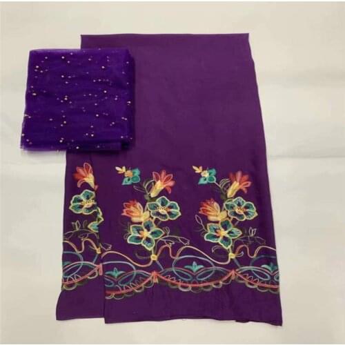 Hot Selling High Quality Cotton African Lace Fabric Embroidery Print 5+2 Yards Tulle Lace For African Women Dress Fabric!LXF6276