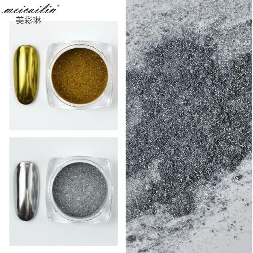Meicailin 1 PCS Gold Silver Mirror Powder Holographic Powder 3g Nail Glitter Dust Nail Art Sequins Flakes Chrome Mirror Pigments
