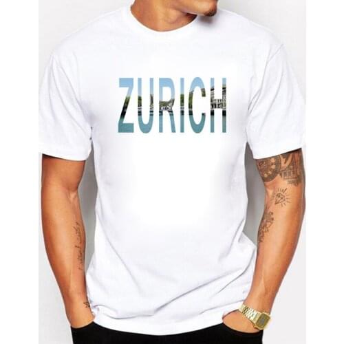 BLWHSA Mens Fashion Cool Tee T Shirt Short Sleeve Plus Size Zurich City Design Printed Homme Fitness Summer Style T-shirt