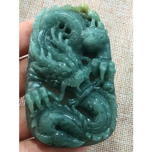Natural 7A Myanmar jade Hand-Carved dragon jade emperor green jade pendant necklace pendants jewelry jade necklaces