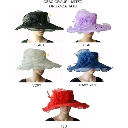 NEW Organza hats sinamay with flower and feather,for wedding womens hat/races/party/church,black,ivory