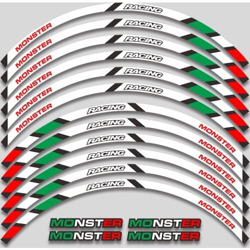 New high quality 12 Pcs Fit Motorcycle Wheel Sticker stripe Reflective Rim FIT DUCATI MONSTER 695 696 795 796 1100 1100S 797 821