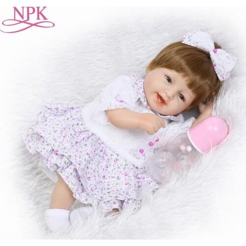 NPK Brand 43cm Hot sale Pretty Gir Doll Lifelike Newborn Baby Bonecas Bebe Kid Toy Girl Soft Silicone Reborn Baby Doll Bebe Gift