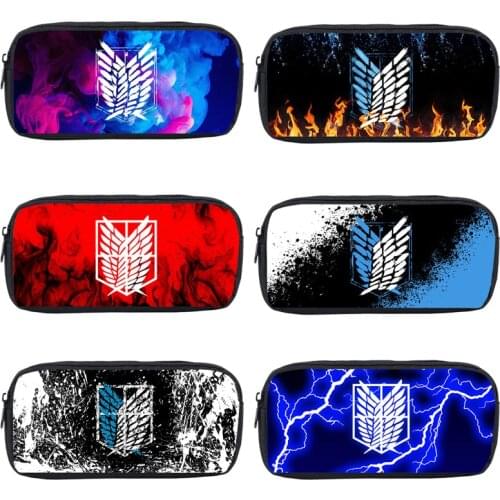 3D Print Attack on Titan Pencil Case Storage Cosmetic Bag Cartoon Anime Kids School Supplies Stationery Zipper Make Up Box New