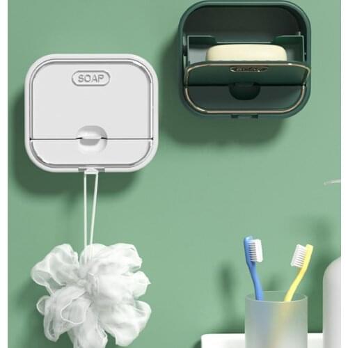 Soap Rack Fashion Decorative Creative Wall Mounted Soap Box with Lid Draining Rack for Home