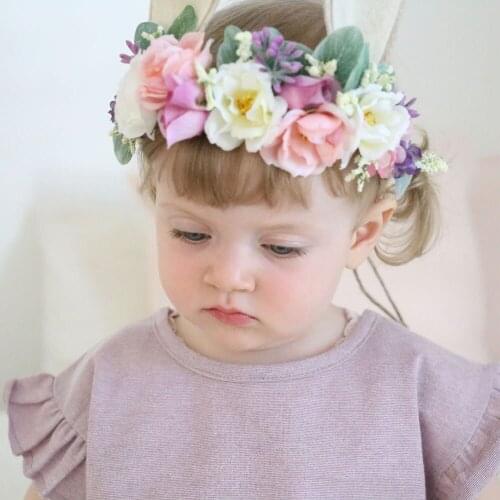 Girls Bunny ear flower crown headband Newborn flower headbands floral crown photo prop Eater Bunny hairband