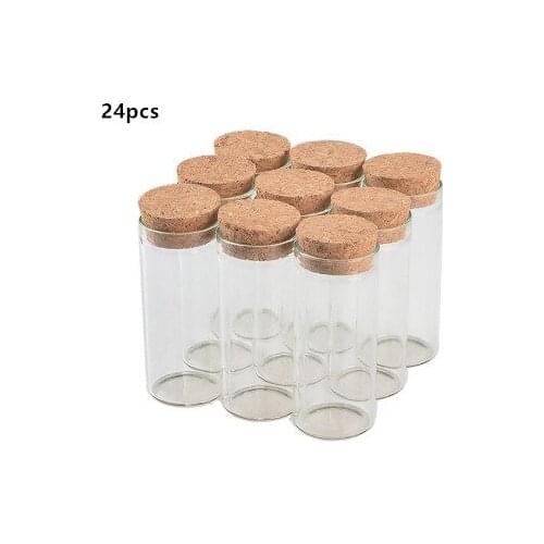 24pcs 50ml size 15*60mm Test Tube with Cork Stopper Spice Bottles Container Jars Vials DIY Craft
