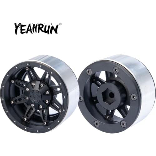 YEAHRUN 1:10 RC Crawler Track Car Parts 2.2 Inch Alloy 8 Spoke Beadlock Wheels Rims Hubs for Axial Wraith 90018