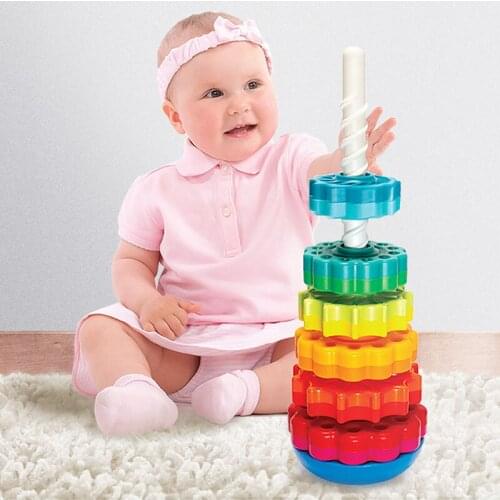 Rainbow Revolving Tower Educational Toys Childrens Jenga Toys Rainbow Tower Toys Large Size High Quality Childrens Gifts