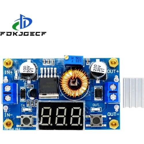XL4015 High power 5A 75W DC-DC Adjustable Step-down Charger Module Step Down Buck Converter LED Driver with Red Voltmeter