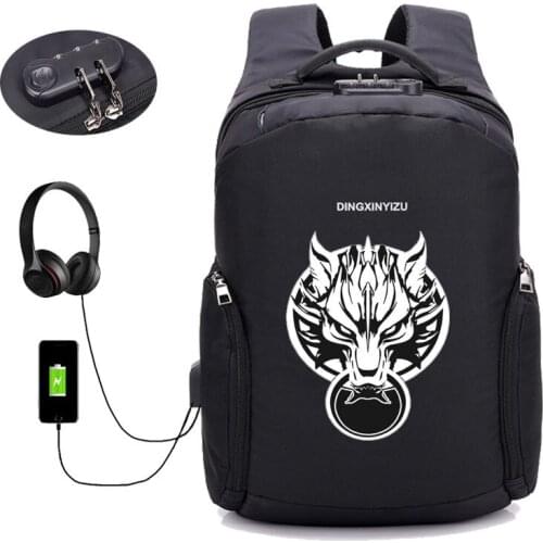 Game Final Fantasy backpack USB Charge Anti Theft Notebook Backpack student book School Bags Teenage Male Laptop travel package
