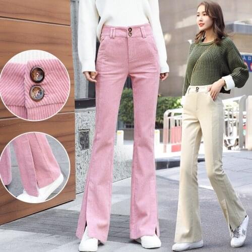 Pants women corduroy wide-leg trousers plus size elegant Corduroy Flare pants womens Trousers high waist pants women pants