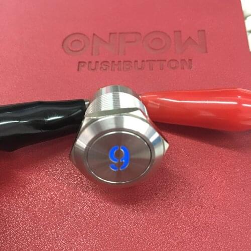 ONPOW 19mm Momentary Number Nine Symbol illuminated Stainless Steel LED Push Button Switch (LAS1GQ-11D/B/12V/S/9) CE, RoHS