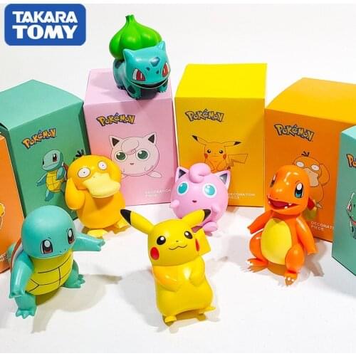 TAKARA TOMY Pokemon 1Pc Cute Pikachu Charizard Venusaur Psyduck Jigglypuff Action Figure Dolls Christmas Toys for Children Kids