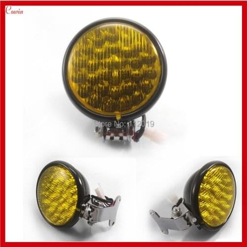 VEHTRKACNTOL Retro Amber Yellow Glass 12v Atv Motorcycle Led Headlight Front Light LED Head Lamp