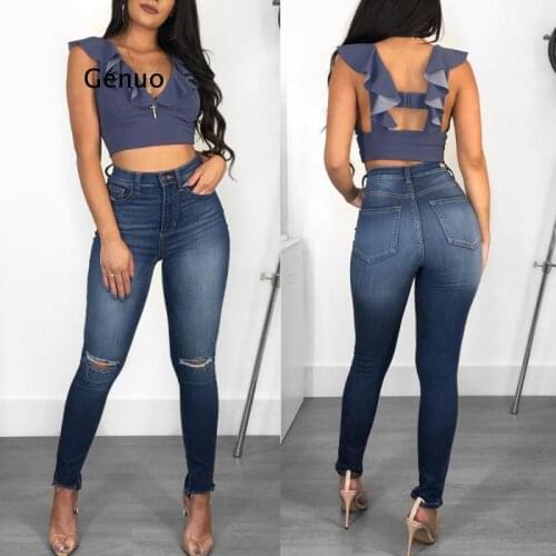 High Waist Skinny Ripped Jeans Push Up Denim Jeans Boyfriend Jeans for Women Plus Size Pencil Pants Vintage Stretch Mom Jeans