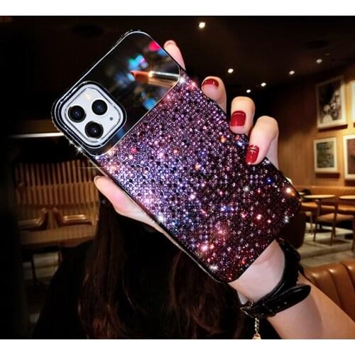 Mirror Makeup Gradient Diamond Phone Case For iPhone 11 Pro Max X XR XS 7 8 Plus 12 Case Luxury Bling Glitter Rhinestone Cover