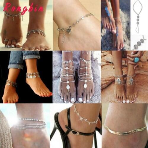 New Boho Collares Vintage Bohemios Ankle Bracelet For Women Barefoot Sandals Beach Foot Jewelry Ankle Summer Beach tornozeleira