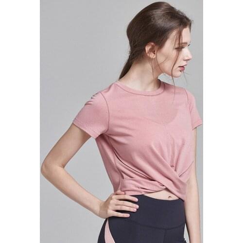 Womens Yoga Shirts High-Elastic Quick-Drying Running Fitness T-Shirt Active Yoga Clothes Sports Tops