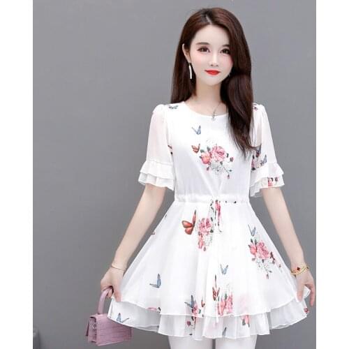 Women Spring Summer Style Chiffon Blouses Shirts Lady Casual Short Sleeve O-Neck Pleated Chiffon Blusas Tops ZZ0788